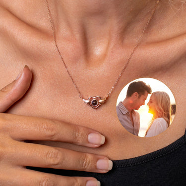 Flying Heart Photo Personalised Necklace - Photo Necklace - Photo Projection Necklace Necklace Rose Gold Brother & Sisters